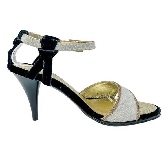 Chanel Vintage Glitter & Velvet High Heel Evening Sandals size 37.5C / US 6.5-7 - Picture 9 of 14